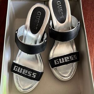 GUESS Black and Silver Sandals